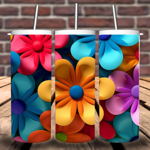 3D Illusion Colorful flowers Tumbler Wrap Bundle - 10 images